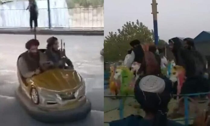 ¡COMO NIÑOS CHIQUITOS! Talibanes se suben a un carrusel de feria tras tomar Kabul