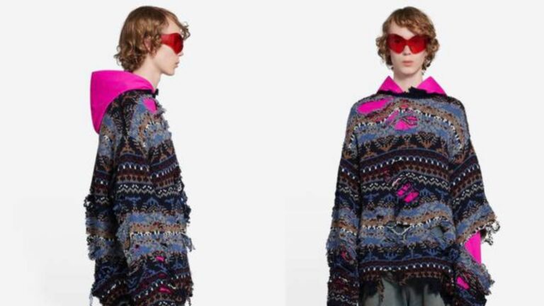 Balenciaga saca un suéter agujerado con lana virgen por un precio 28 mil pesos