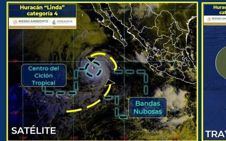 Huracán “Linda” se intensifica a categoría 4; prevén lluvias muy fuertes en ocho estados