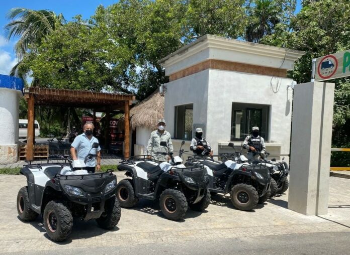 Los empresarios hoteleros de Tulum han entregado cuatro cuatrimotos a la Guardia Nacional para que aumenten sus recorridos