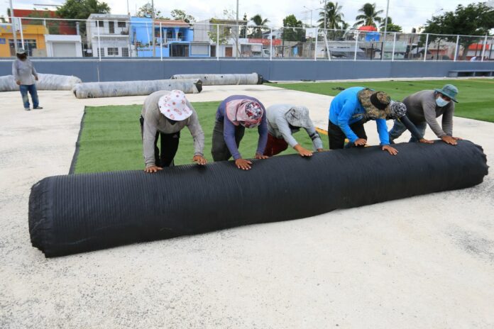 Avanzan obras de mantenimiento y rehabilitación de la Unidad Deportiva “Luis Donaldo Colosio”