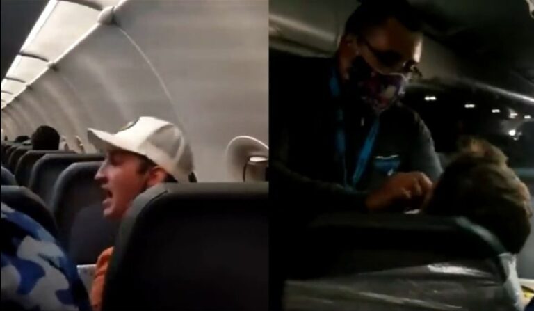 VIDEO: Por agresivo, lo amarran con cinta adhesiva durante vuelo a EU