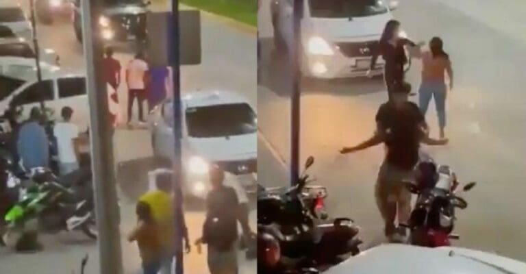 Una pelea de mujeres a las afueras de un bar acabó con una de ellas noqueada; alguien grabó todo el lamentable pleito