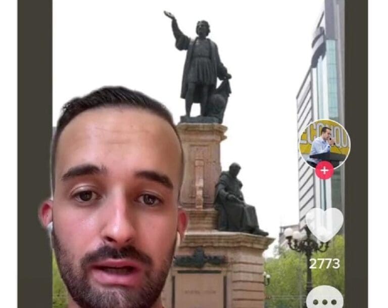 "Una auténtica burrada":TikToker español estalla porque México quitó estatua de Colón