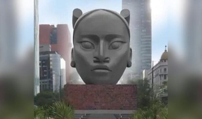 Revelan imagen de Tlalli, la escultura que sustituirá a Colón en CDMX