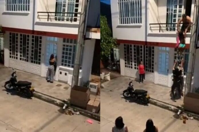 Amante de su vecino escapa por el balcón y le ayudan