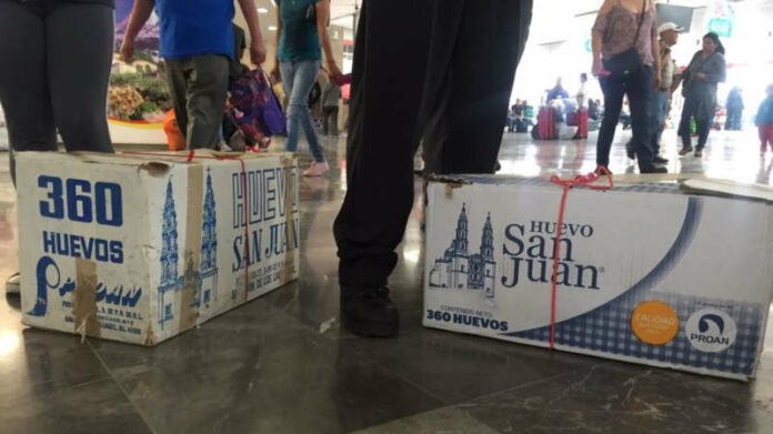 caja de huevo como equipaje