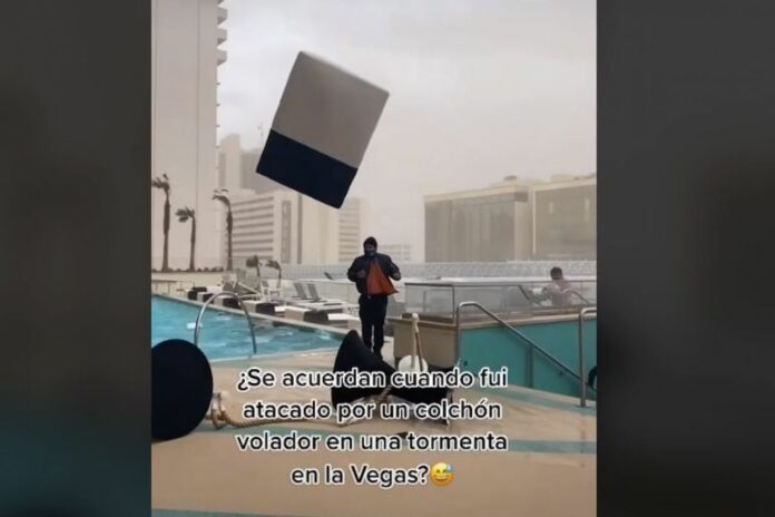 colchón volador en tormenta