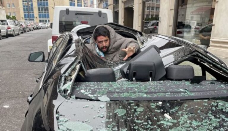 FOTOS: ¡Inaudito! Se arroja desde un rascacielos, cae sobre un auto y SOBREVIVE