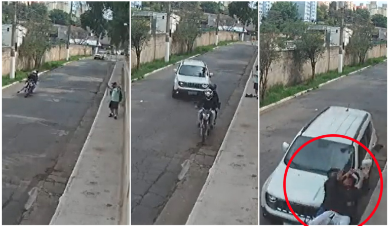 VIDEO: Conductor atropella a delincuentes en moto y frustra asalto a pareja