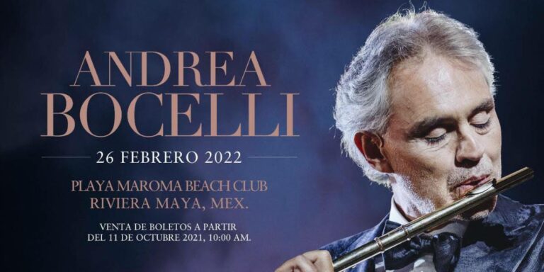 Anuncian magno concierto de Andrea Bocelli en la Riviera maya