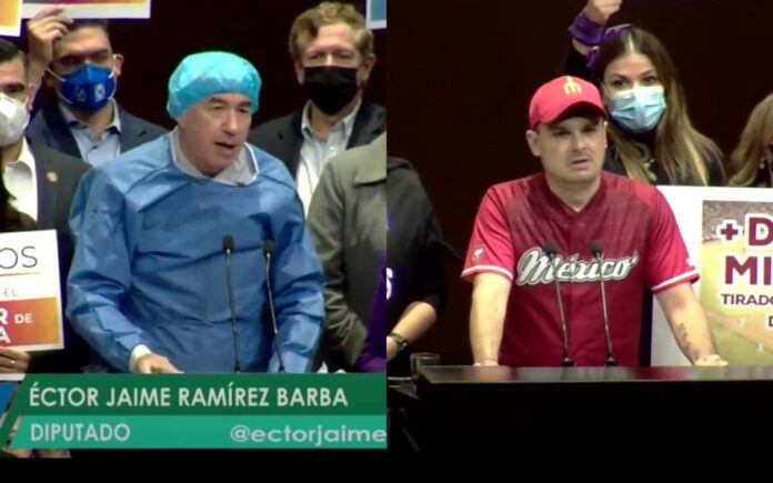 Diputados panistas se visten de médico y beisbolista