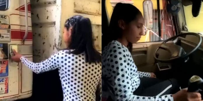 Kimberly estudia el primer año de secundaria y es la camionera más joven de México