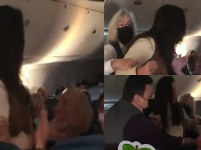 VIDEO Escupe y cachetea a un abuelito por no usar cubrebocas en el avión