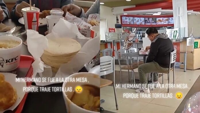 Su familia lleva tortillas a un restaurante y él se cambia de mesa