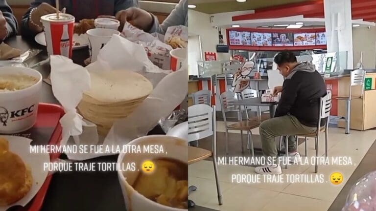 Su familia lleva tortillas a un restaurante y él se cambia de mesa