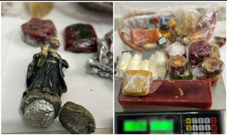 Hallan droga dentro de figuras religiosas y en dulces típicos