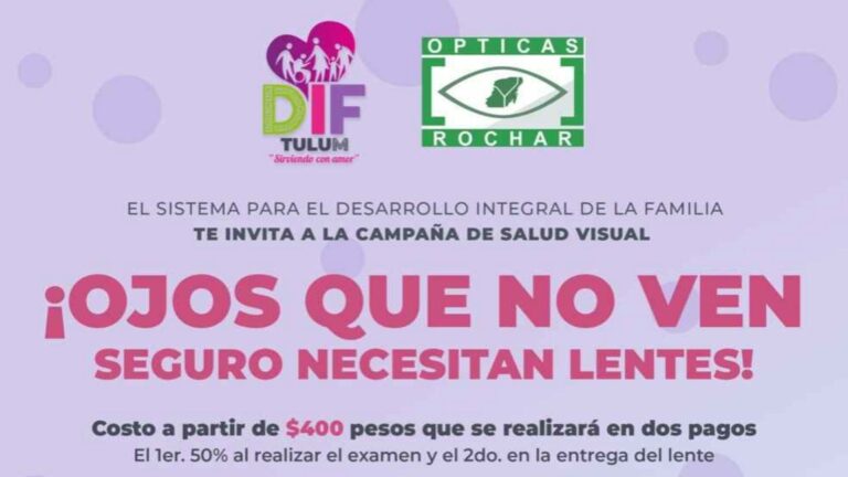 Invita DIF Tulum a la jornada de salud visual el próximo 3 y 4 de febrero