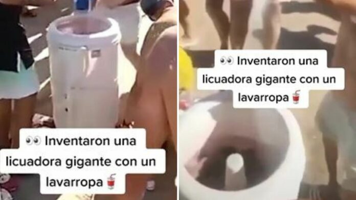 Conectan lavadora a batería de un coche para hacer una 'lavalicuadora' y preparar cóctel