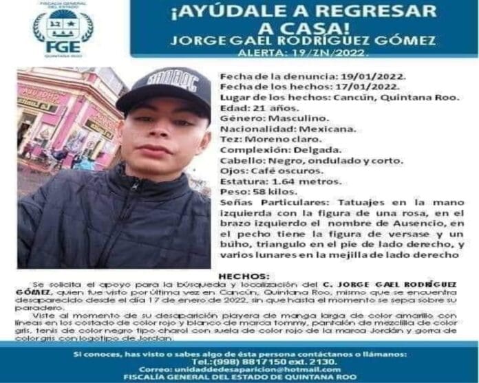 Buscan a jovencito que lleva cuatro días desaparecido en Cancún