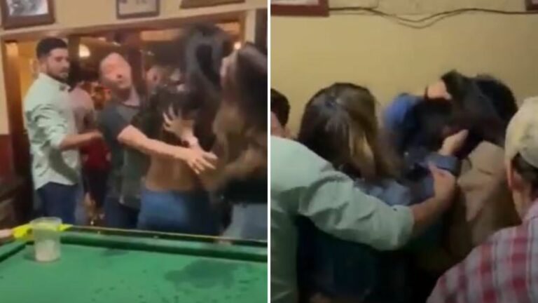 VIDEO: Mujeres protagonizan pelea dentro de un bar sin poder separarlas
