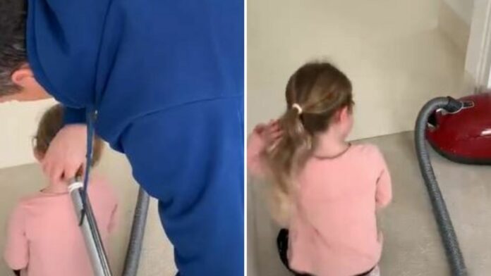 VIDEO: Delantero Robert Lewandowski le hace peinado a su hija con una aspiradora