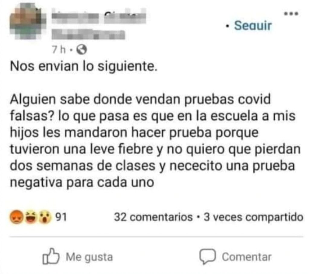 Buscan pruebas negativas de Covid-19 para mandar a sus hijos enfermos a la escuela