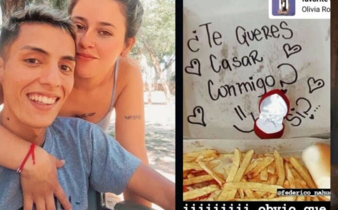 Pide matrimonio a su novia con caja de milanesa y papas fritas