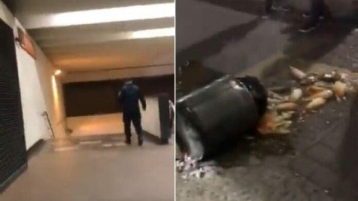 Indignación ha causado en internet un policía que ha sido acusado de tirarle una olla con tamales a un vendedor de la tercera edad. Foto: Captura de video