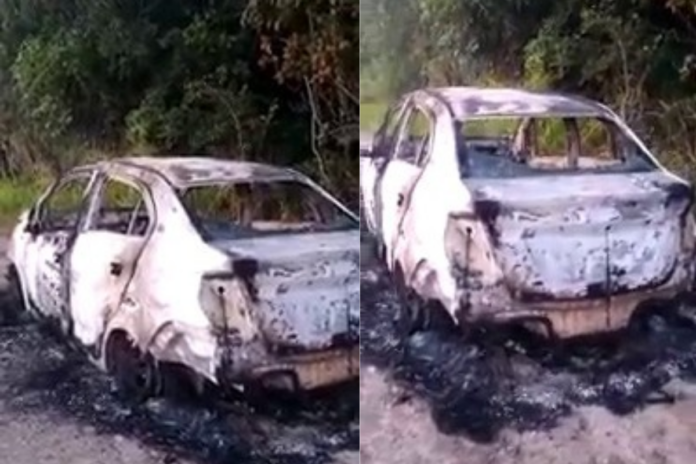 Hallan auto calcinado en camino de un poblado de Othón P. Blanco