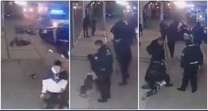 Policías a bordo de una patrulla interceptaron a unos ladrones que pretendían escapar luego de haber cometido un asalto. Foto: Captura de video