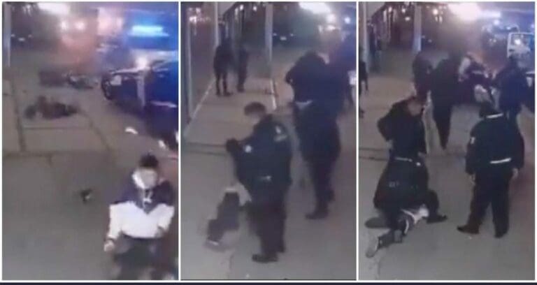 Policías a bordo de una patrulla interceptaron a unos ladrones que pretendían escapar luego de haber cometido un asalto. Foto: Captura de video