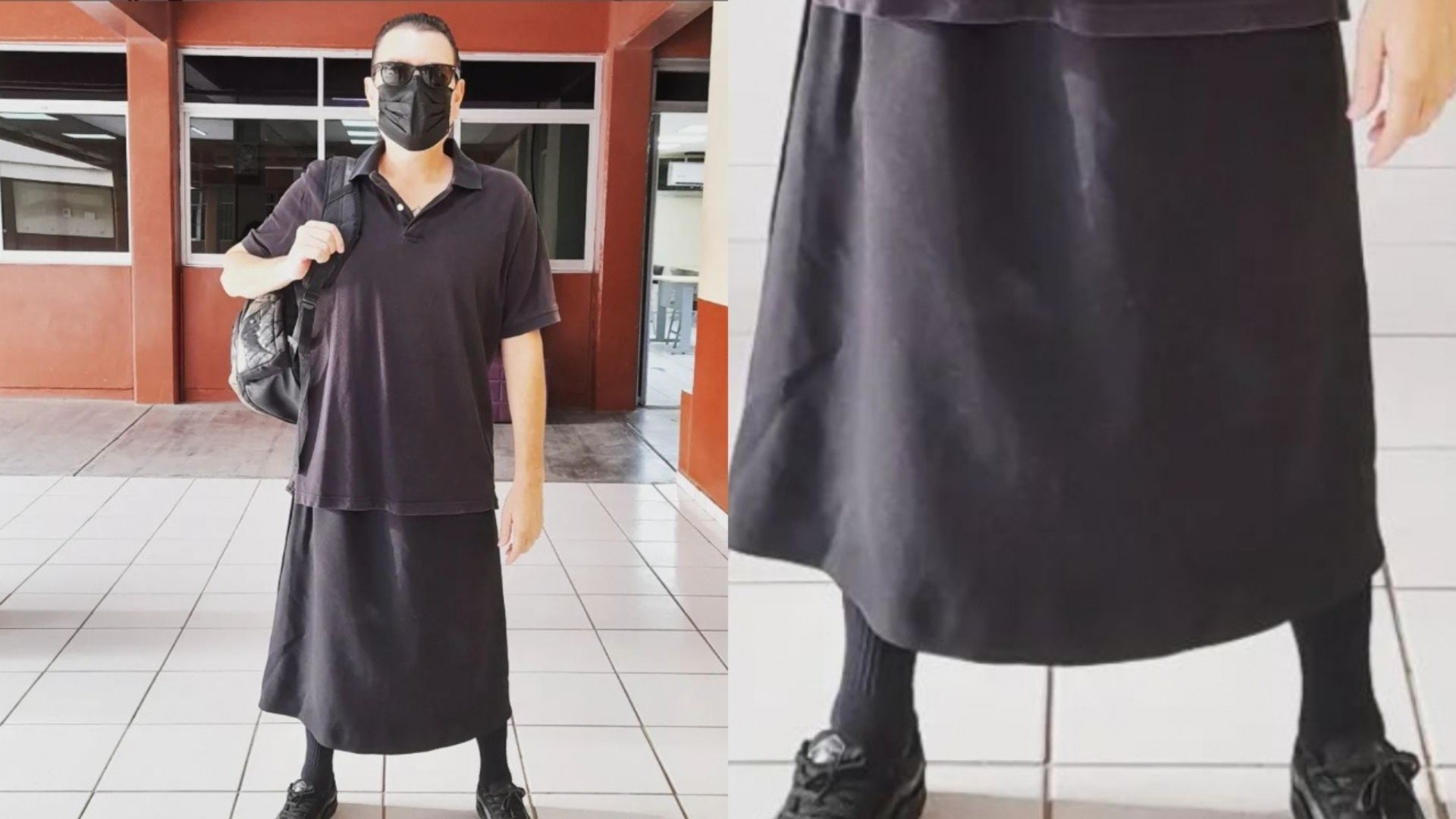 Profesor usa falda en apoyo a alumnas exhibidas por directora de escuela en Culiacán