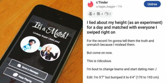 Esto es ridículo Miente sobre su altura en Tinder y dice que mide 1.93; hizo match con todas