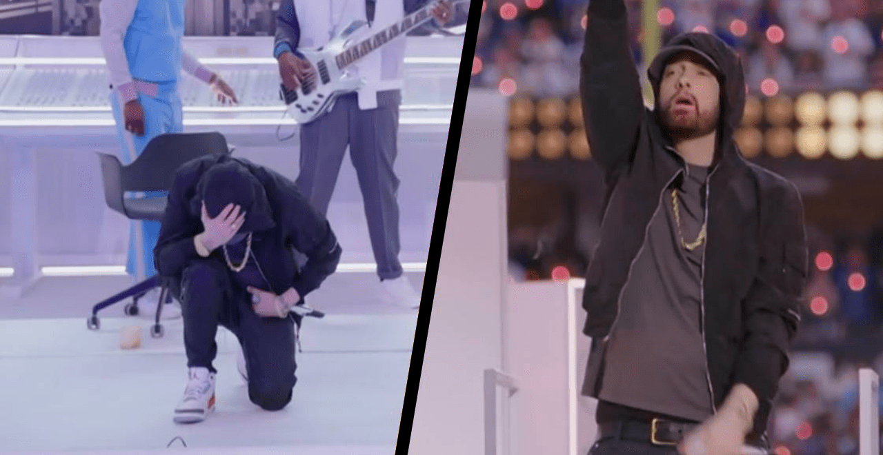 Este fue el poderoso gesto que hizo Eminem en el Super Bowl y que casi nadie notó