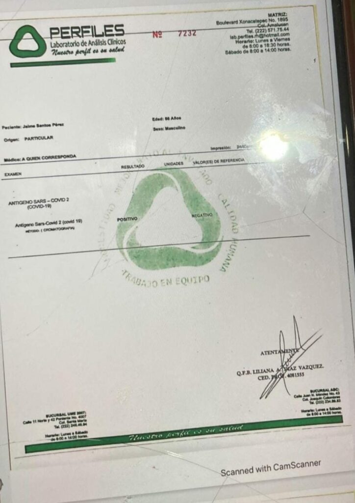 Las supuestas pruebas Covid que presentaron el abuelo que abusó de su nieta y el padre. Serían falsas, según la familia de la niña. 