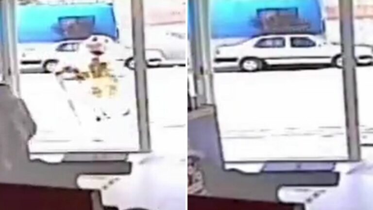 VIDEO: Botarga deja de bailar y sale corriendo tras darse cuenta de que roban la farmacia