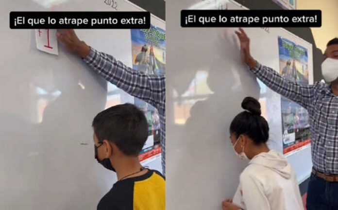 Maestro da puntos extra por detener papel con la cabeza contra la pared