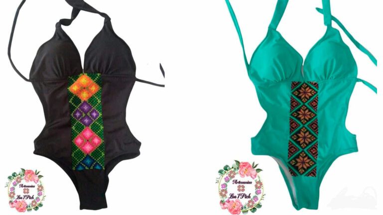 Lanzan bordadoras de Felipe Carrillo Puerto colección de bikinis inspirados en Kukulkán