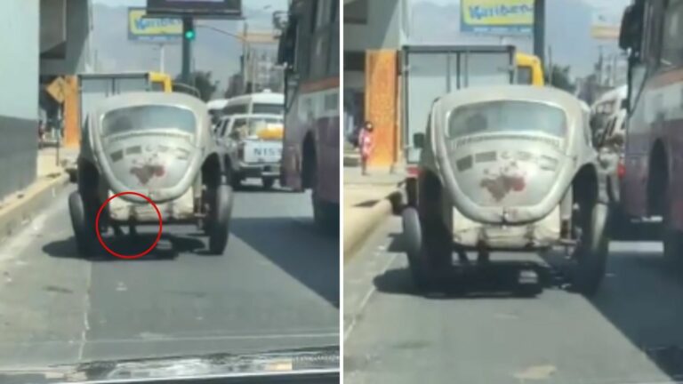 Captan a hombre conduciendo como 'Pedro Picapiedra' y se vuelve viral