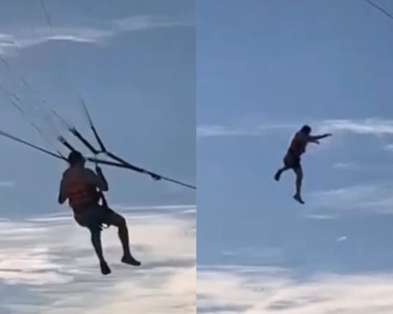 VIDEO: Turista cae de un parapente tras romperse el arnés