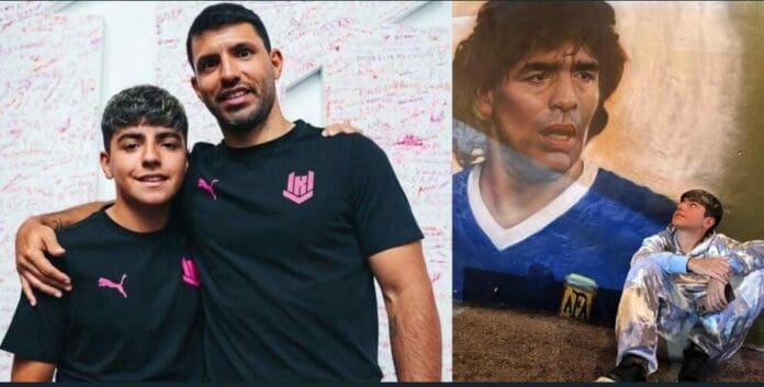 El hijo de Sergio Agüero y nieto de Maradona ha empezado a entrenar con un equipo; los fans del futbol han enloquecido con la noticia. Foto: Redes sociales