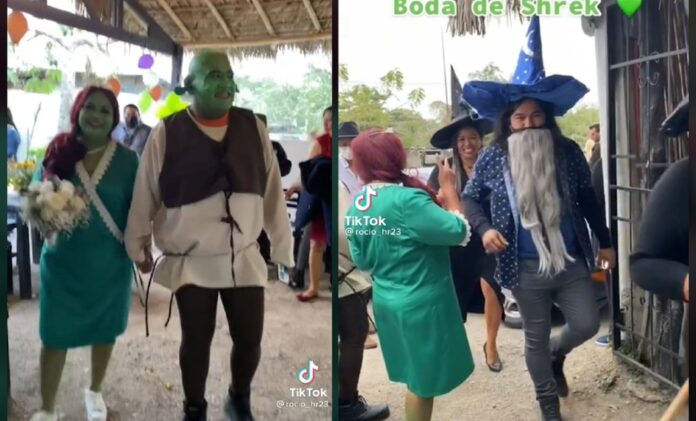Una pareja celebró su boda con temática de ‘Shrek’ y se hacen viral