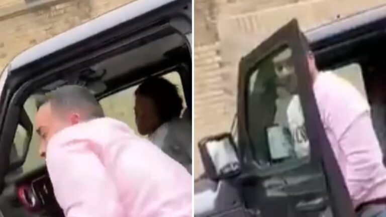 VIDEO: Mujer encuentra a su esposo con otro hombre y lo enfrenta en plena calle