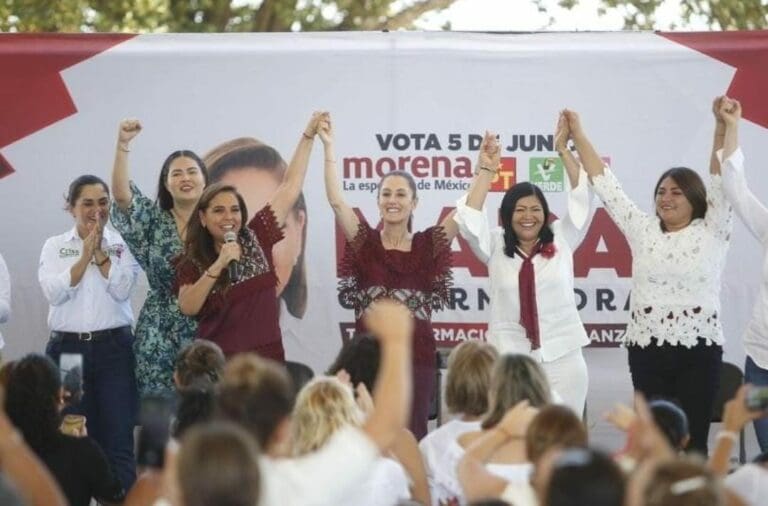 Claudia Sheinbaum vino desde la Ciudad de México a darle su apoyo a Mara Lezama, candidata de Morena y la 4T a la gubernatura del estado. Foto: Mara Lezama
