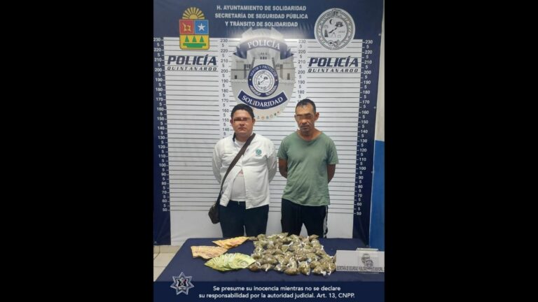 Detienen a dos sujetos con 53 bolsitas de marihuana en Solidaridad