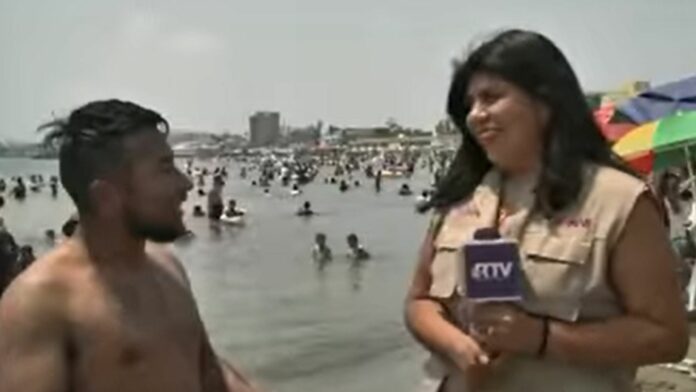 VIDEO: Turista interrumpe a reportera durante transmisión en vivo y le pide el Instagram