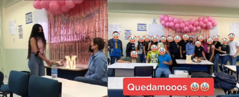 Alumnos le organizan fiesta de cumpleaños a la maestra; se equivocan de día