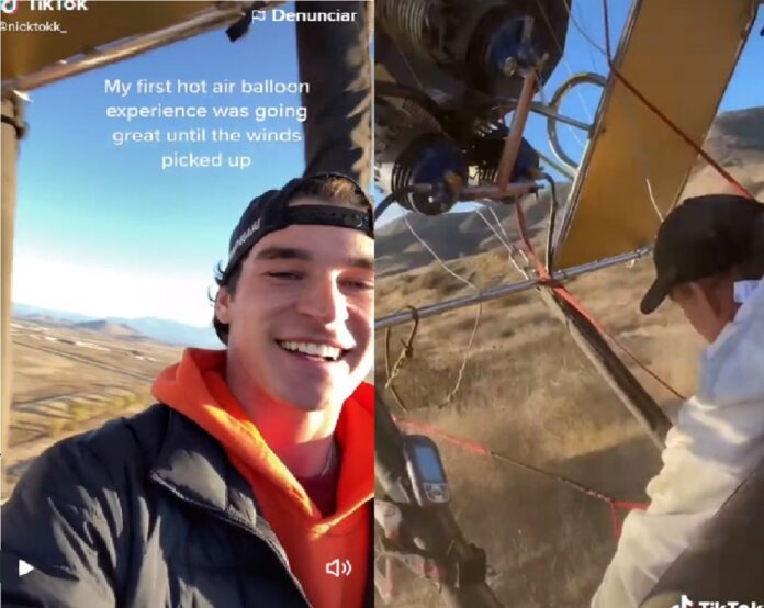 Video: Tiktoker graba el momento exacto en el que sufre accidente en globo aerostático