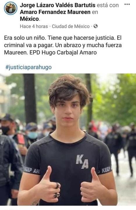 Una de las publiaciones que denuncian el asesinato del menor Hugo Carbajal